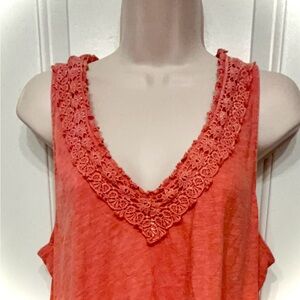 Coral Knox Rose Coral Sleeveless Lace Tank Top Tshirt Size XL